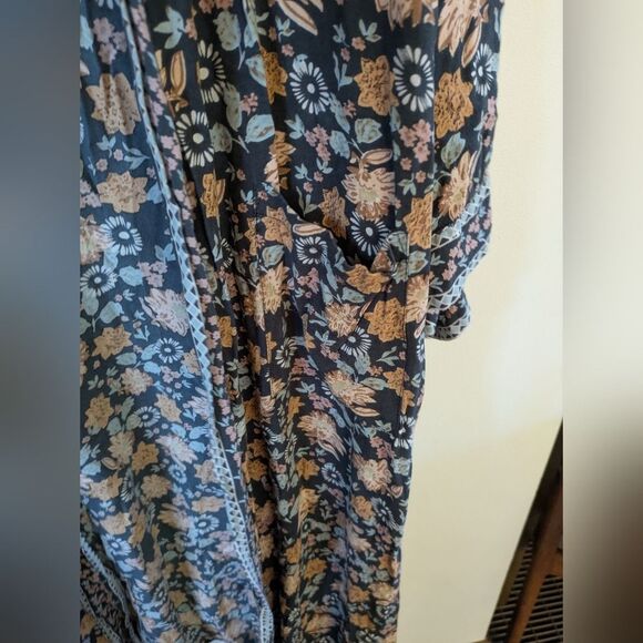 Natural Life Camila Kimono Charcoal Light Blue Floral L/XL L Large - Picture 7 of 8